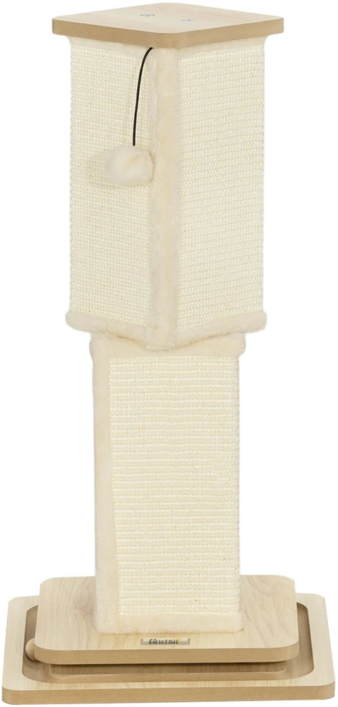 PawHut 3-in-1 draskyklė, 67 cm draskymo stulpas, sisalinis kačių draskytuvas su žaisliniu kamuoliuku, draskyklė katėms, kačių baldai, vidaus naudojimui, ąžuolo spalvos