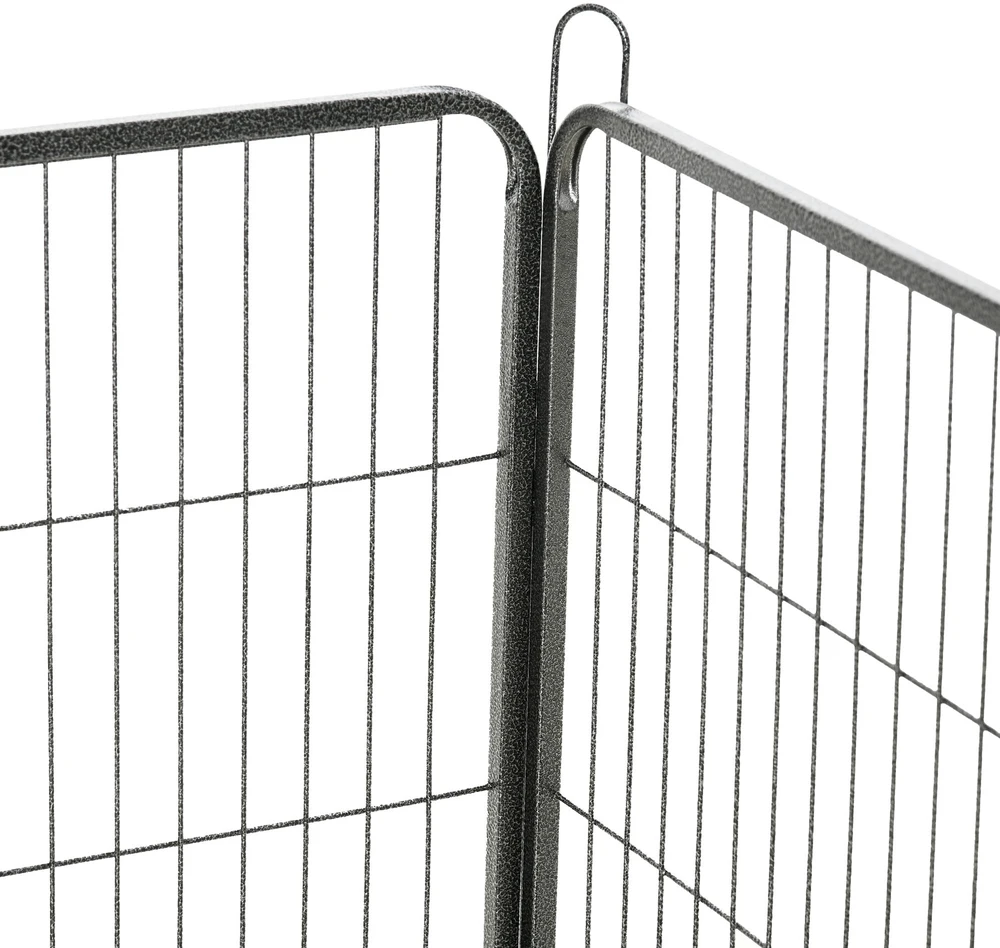 PawHut šuniukų aptvaras, 16 dalių, 60 cm aukščio, maniežas augintiniams, apsauginė tvorelė, pritaikomas lauko aptvaras su 2 durelėmis, plieno, pilkas