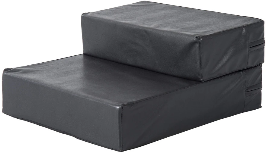 PawHut naminių gyvūnų laipteliai, sulankstomas 2 pakopų pagrindas, šunų laiptai katėms ir šunims, juodi, I45xP39xA20 cm