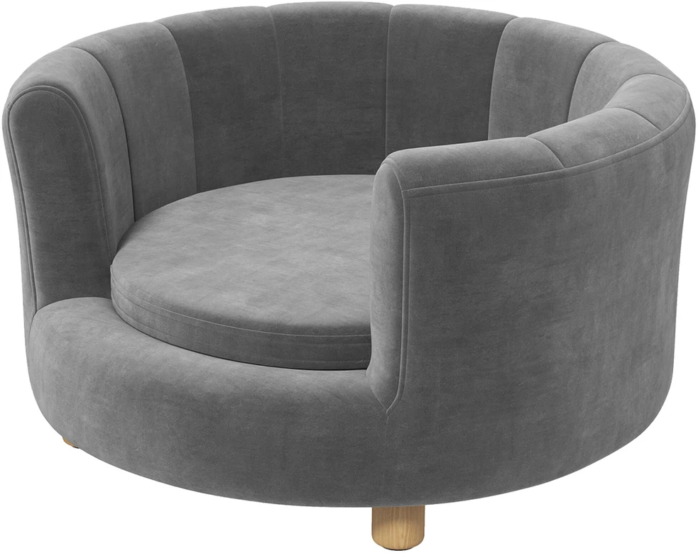 PawHut šunų sofa, plaunamas užvalkalas, guolis su atlošu ir medinėmis kojelėmis, kačių sofa, mažiems šunims iki 4,5kg, pilka