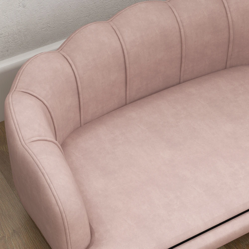 PawHut šunų sofa, plaunamas užvalkalas, naminių gyvūnėlių sofa su atlošu ir medinėmis kojelėmis, kačių sofa, vidutinio dydžio šunims iki 25 kg, rožinė