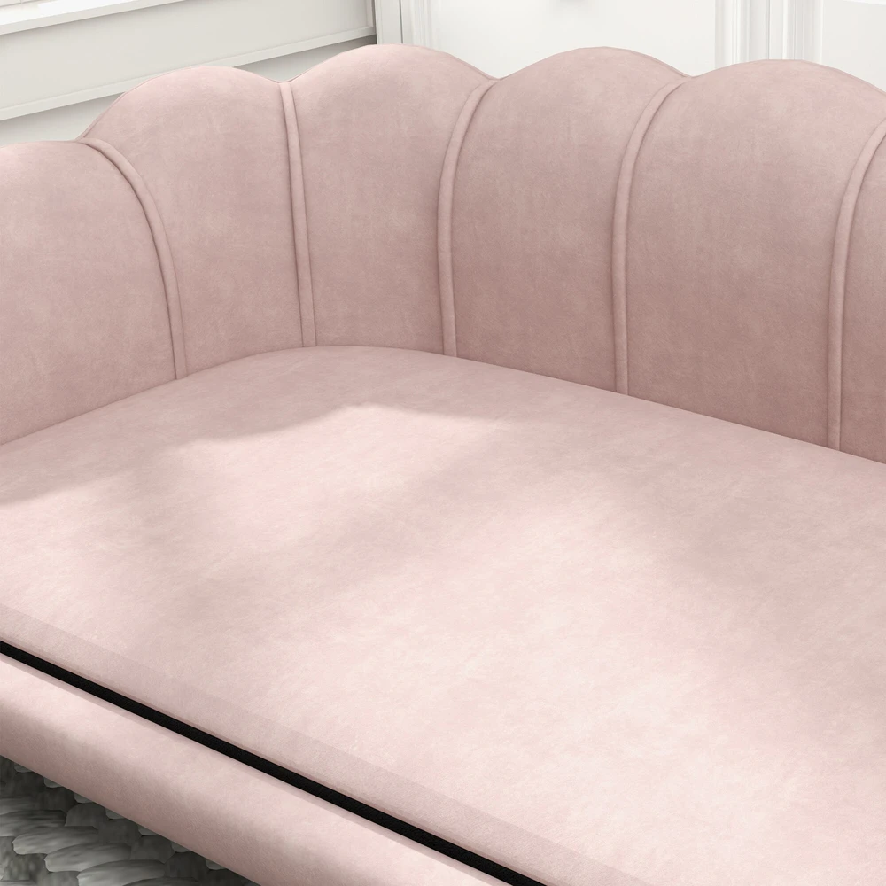 PawHut šunų sofa, plaunamas užvalkalas, naminių gyvūnėlių sofa su atlošu ir medinėmis kojelėmis, kačių sofa, vidutinio dydžio šunims iki 25 kg, rožinė