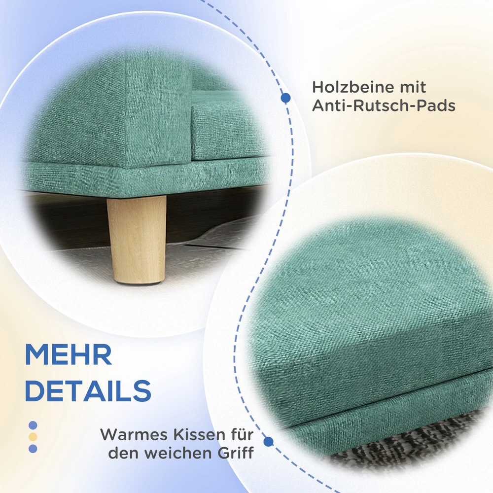 PawHut šunų sofa, patogi sofa augintiniams su pagalve, ideali dideliems šunims, pakeltas dizainas, medinės kojelės, žalia, 98x67x25 cm