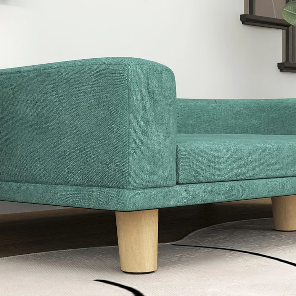 PawHut šunų sofa, patogi sofa augintiniams su pagalve, ideali dideliems šunims, pakeltas dizainas, medinės kojelės, žalia, 98x67x25 cm