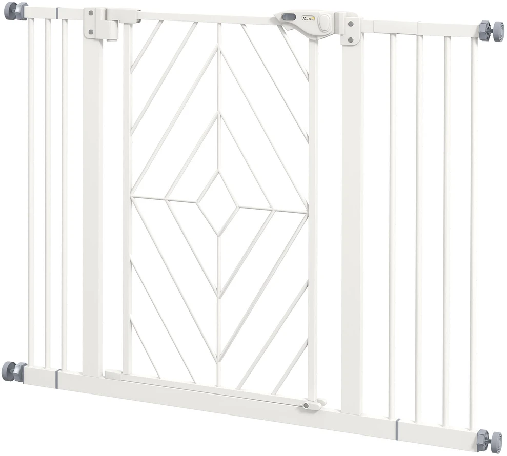 PawHut apsauginiai varteliai šunims, automatinės durys, be gręžimo, 74–100 cm, balti