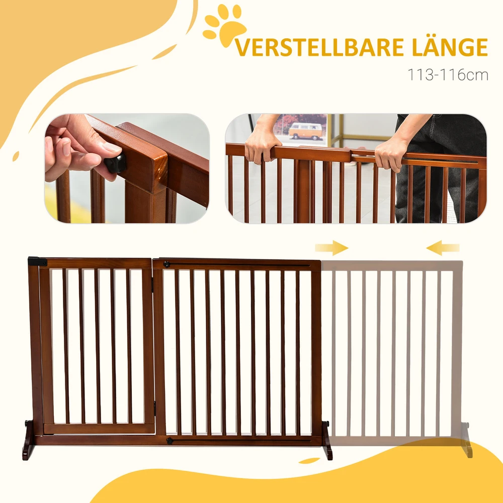 Pawhut Medinė laisvai pastatoma apsauginė tvorelė augintiniams 113-166x36x71cm