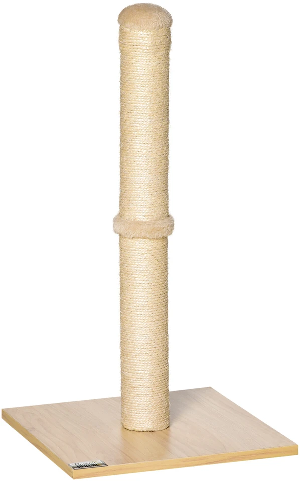 PawHut draskyklė-stulpas, sizalio draskymo stulpas katėms, stabilus, su kamuoliuku, 60 cm, medžio drožlių plokštė, smėlio spalvos ir ąžuolo