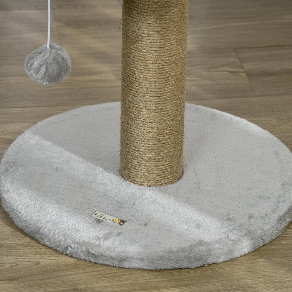 PawHut mažas draskyklė, 49 cm kačių draskyklė, kačių medis su žaisliniu kamuoliuku, gulėjimo vieta, laipynė katėms iki 4kg, baldai katėms, džiutas, pilka