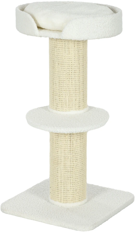 PawHut 91 cm kačių draskyklė, kačių bokštas su sizalio stulpais, platforma, pagalvėlėmis, kelių aukštų draskyklė, laipynė, vidutinio dydžio katėms, kreminė balta