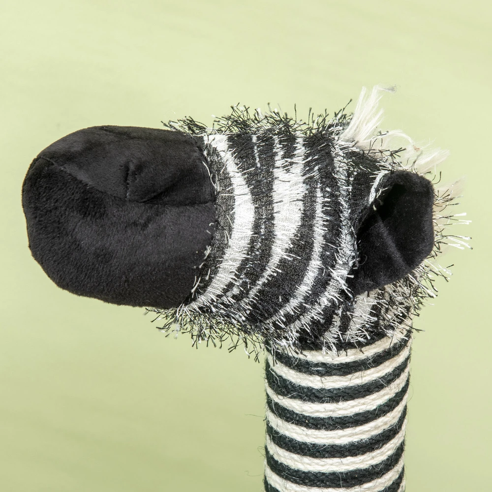 PawHut draskyklė katėms Zebra dizainas, laipiojimo tunelis, džiuto stulpai, juoda ir balta, 93 cm