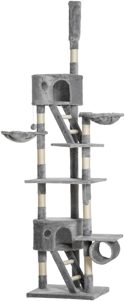 PawHut draskyklė katėms, aukšta, iki lubų, su sizaliu (šviesiai pilka), 60 x 45 x 240-260 cm