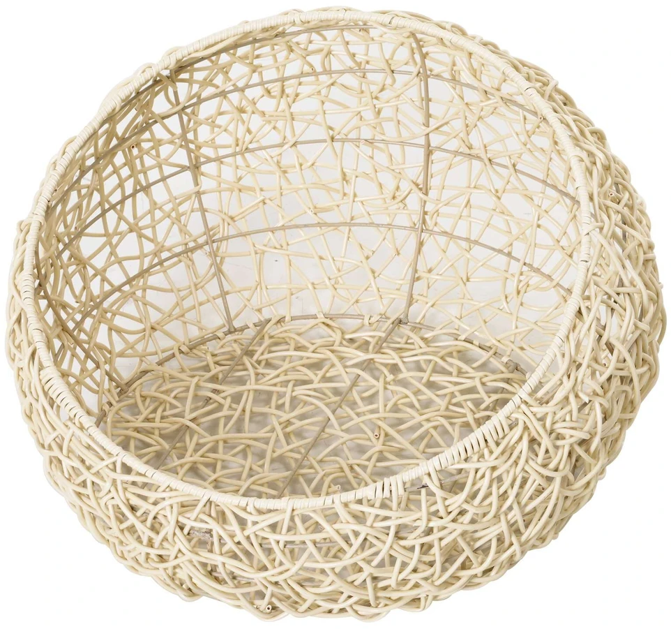 PawHut rotango kačių guolis, patogi kačių ola su pagalvėle, pintas guolis katėms ir šunims, beige, Ø56x35 cm