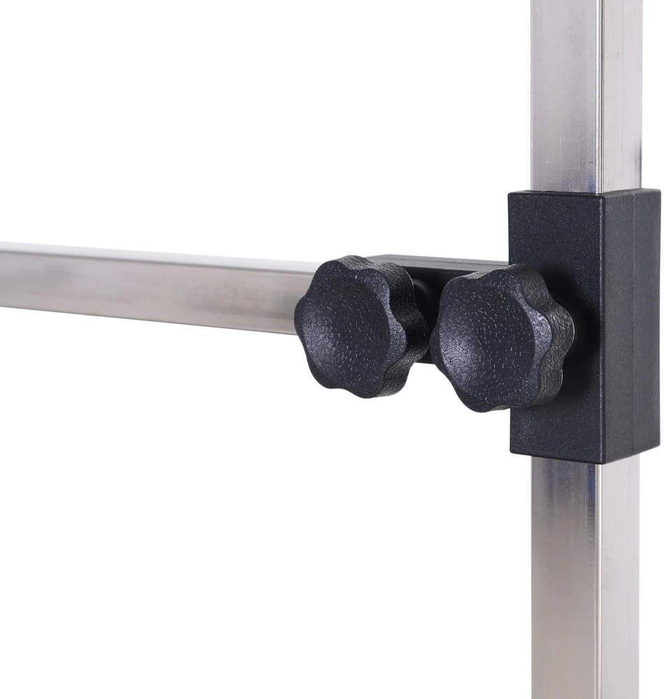 PawHut kirpimo stalas gyvūnams, šunų priežiūros stalas su krepšiu, reguliuojamo aukščio, sulankstomas, nerūdijantis plienas, metalas, juodas, 107 x 60 x 170 cm
