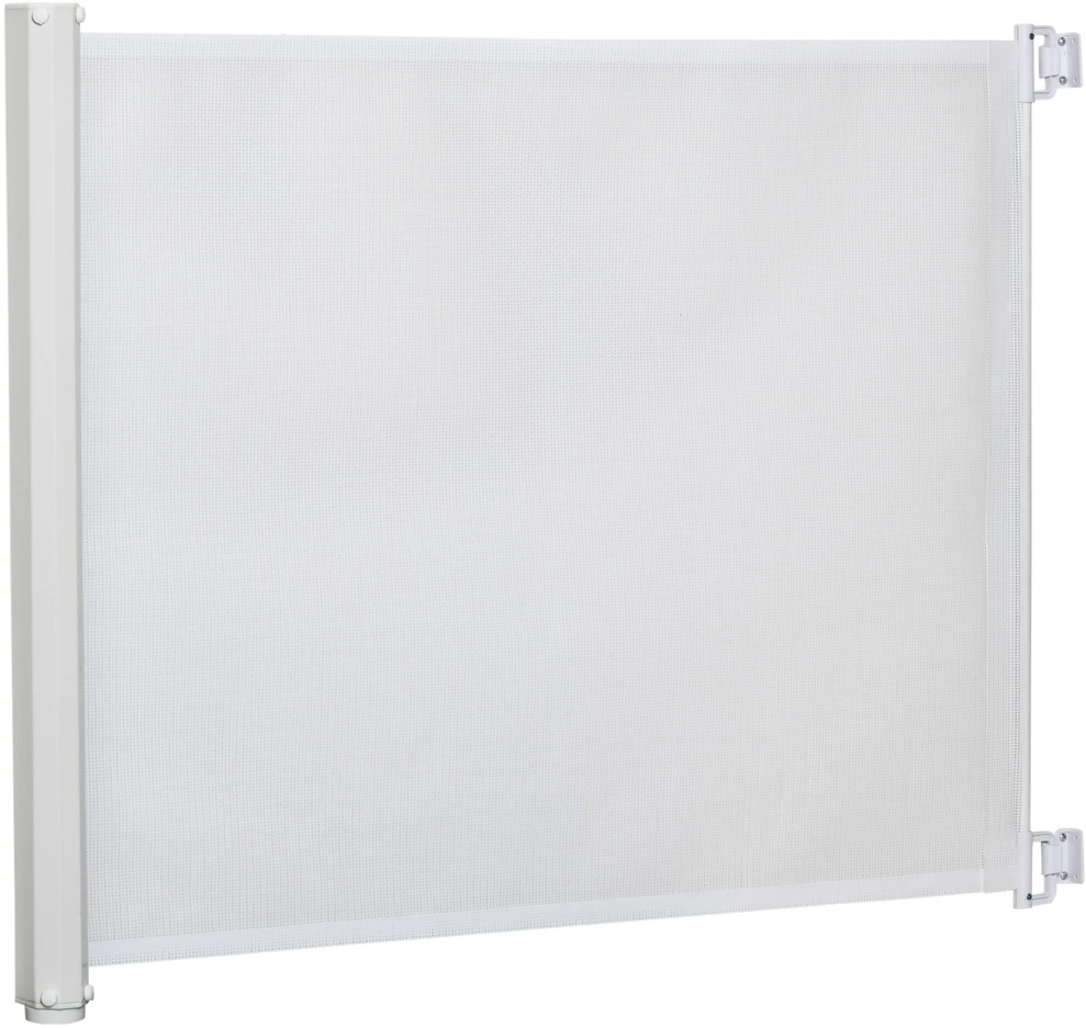 PawHut apsauginiai laiptų varteliai, ištraukiami durų apsauginiai varteliai, apsauginė pertvara, PVC, balti, 115x82,5 cm