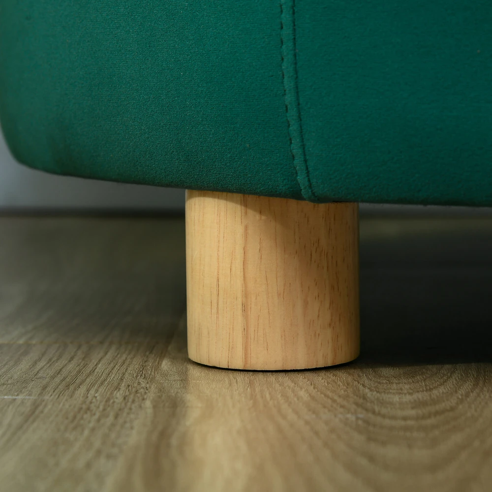 PawHut šunų guolis – elegantiška šunų sofa su minkštu užvalkalu ir medinėmis kojelėmis, 65x64x37 cm