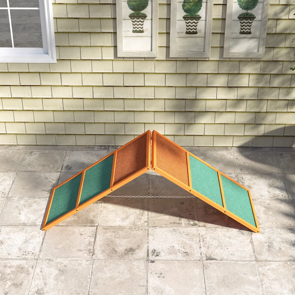 PawHut šunų agility tiltelis, šunų agility įranga su sulankstomu tiltu, neslystančiu paviršiumi, reguliuojamo aukščio, sodui, 173 x 59 x 66 cm, oranžinė
