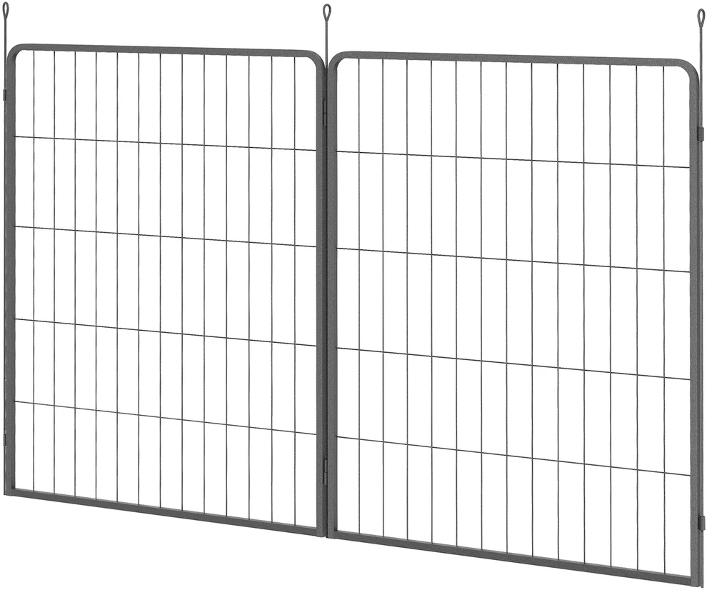 PawHut, 2 vnt. išplėtimo rinkinys, 2 šunų tvoros plokštės voljerui, 80 x 100 cm, plieninė šuniukų tvora, skirta mažų ir didelių veislių šunims, juoda