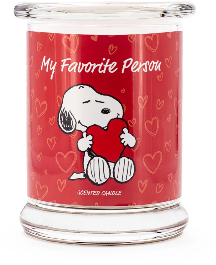 Peanuts Aromatinė žvakė 11,5x9,5 cm raudona, parafino vaškas