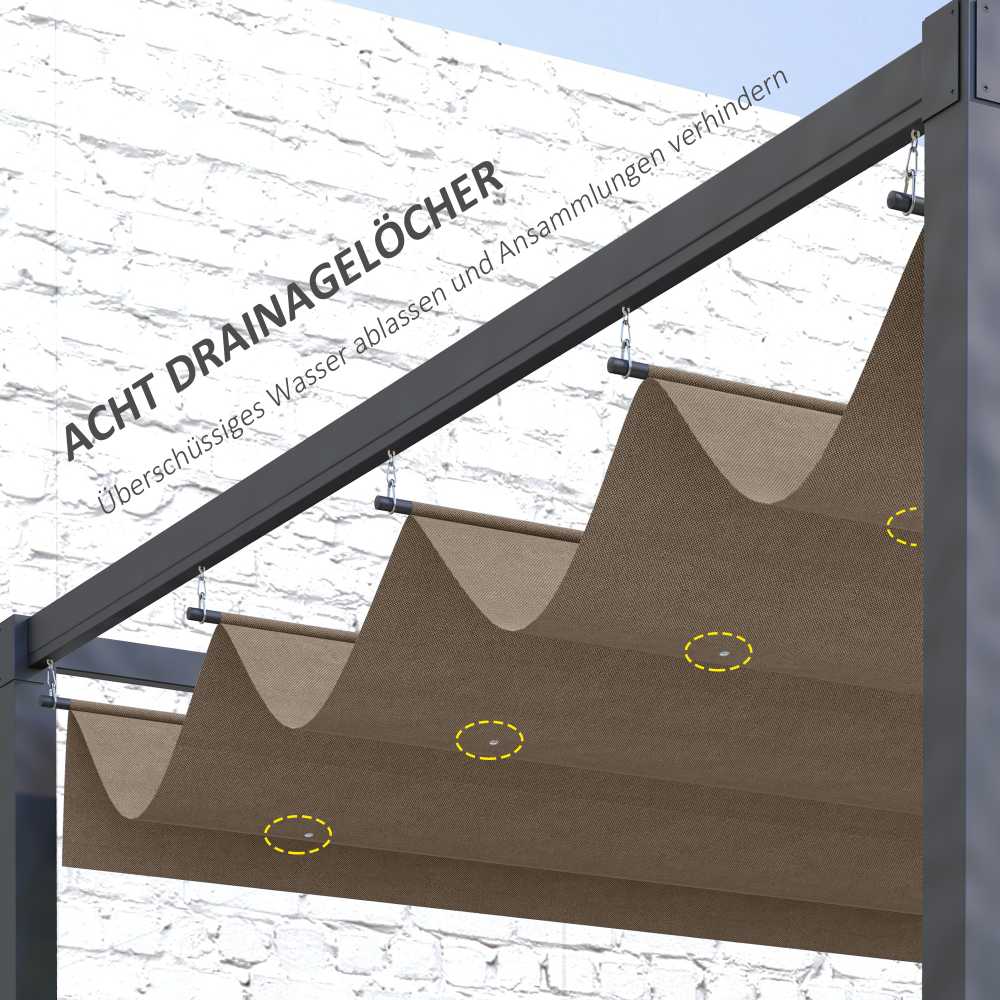 "Outsunny" pakaitinis stogas 2,85 x 2 m pavėsinei, vandeniui atsparus ištraukiamas stogelis su lietaus nutekėjimo angomis, apsauga nuo UV spindulių 30+, žiemai atsparus pavėsis sode, balkone, terasoje, kavinėje