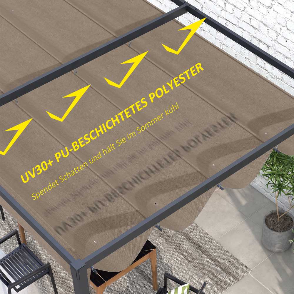 "Outsunny" pakaitinis stogas 2,85 x 2 m pavėsinei, vandeniui atsparus ištraukiamas stogelis su lietaus nutekėjimo angomis, apsauga nuo UV spindulių 30+, žiemai atsparus pavėsis sode, balkone, terasoje, kavinėje