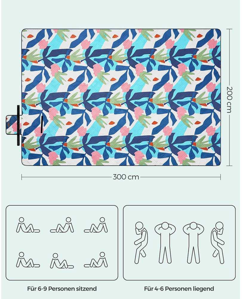 Songmics didelis sulankstomas vandeniui atsparus pikniko kilimėlis 200x300 cm GCM002Q03