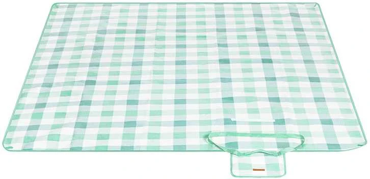 Songmics Pikniko antklodė 200 x 200 cm vandeniui atspari žalia-balta