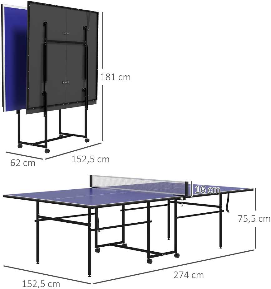 Sportnow Raketės ir kamuoliukai, lauko/vidaus, plienas, mėlyna, 274x152,5x75,5 cm