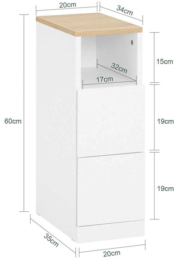 TV staliukas Šoninis stalas, SoBuy FBT149-WN, 20x35x60 cm