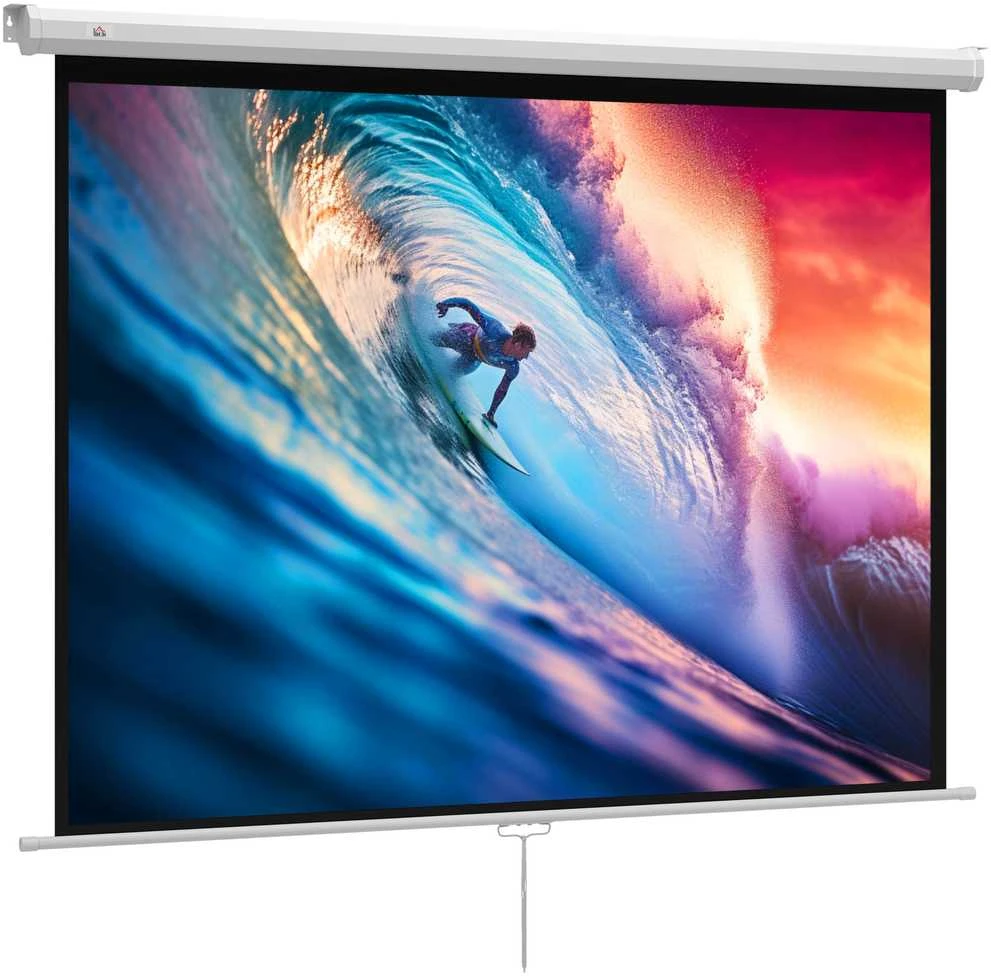 Projektorius HOMCOM projektoriaus ekranas 171 x 128 cm, 84 colių, 4:3 HD 4K, plastikinis, metalinis, namų kinui