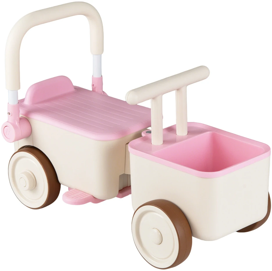 Promotions 3 viename vaikų stumdomas automobilis su virve ir daiktadėže 67,3x28x34,8 cm rožinis