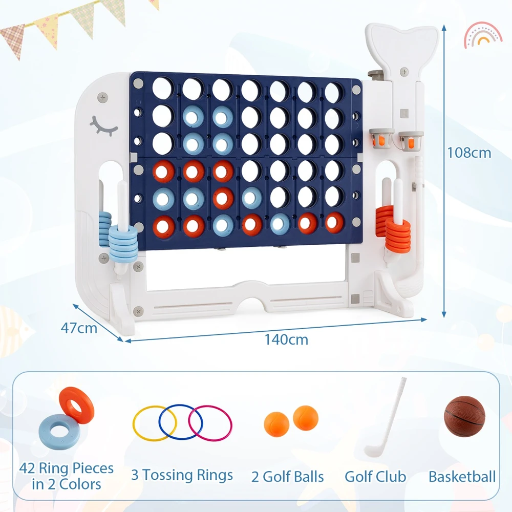 Promotions 4 viename milžiniškas Connect Four žaidimas 140x47x108 cm mėlyna/pilka/tamsiai mėlyna/rožinė