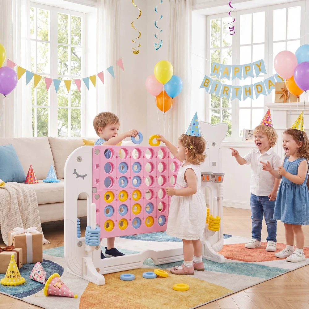 Promotions 4 viename milžiniškas Connect Four žaidimas, 140x47x108 cm, rožinis