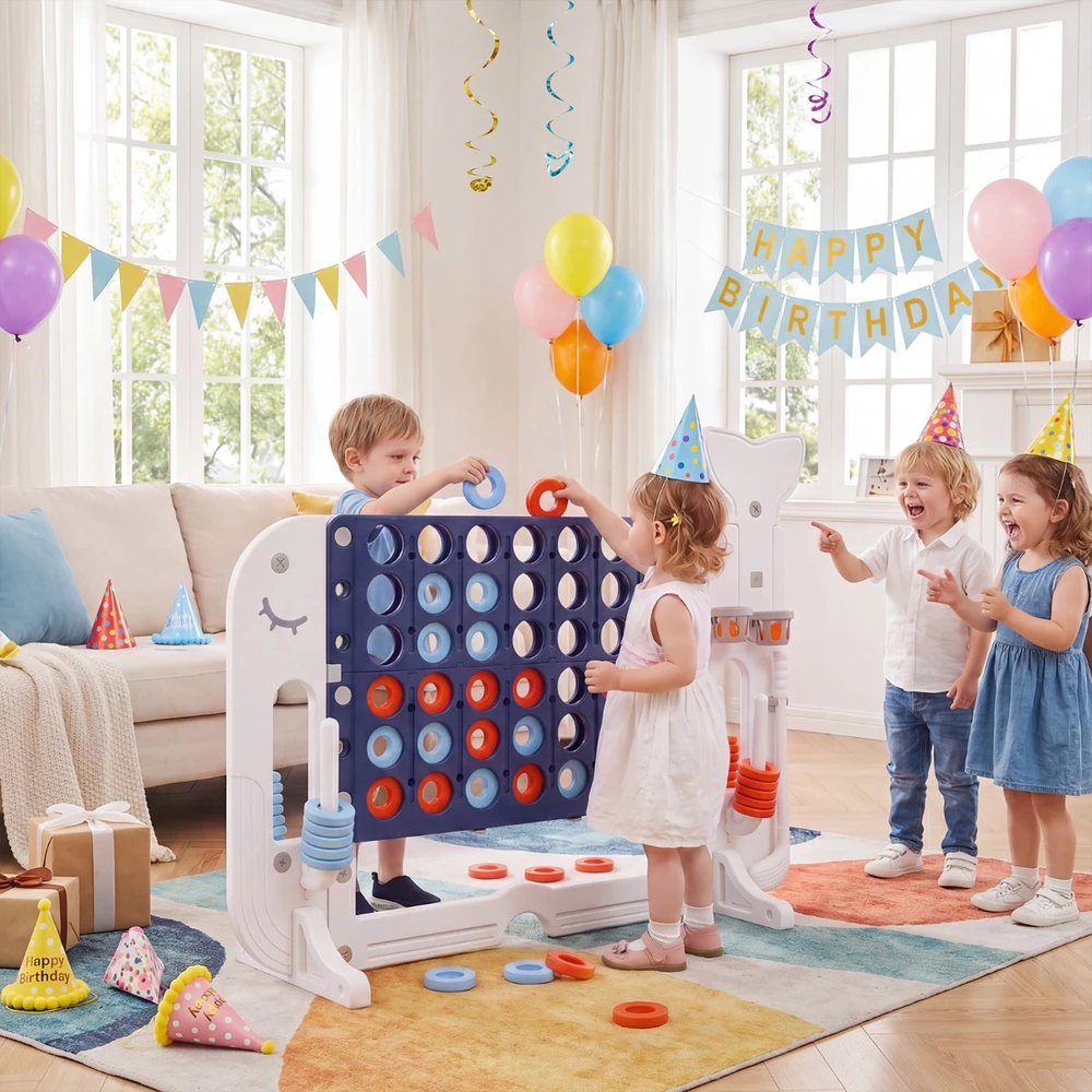 Promotions 4 viename milžiniškas Connect Four žaidimas 140x47x108 cm mėlyna/pilka/tamsiai mėlyna/rožinė