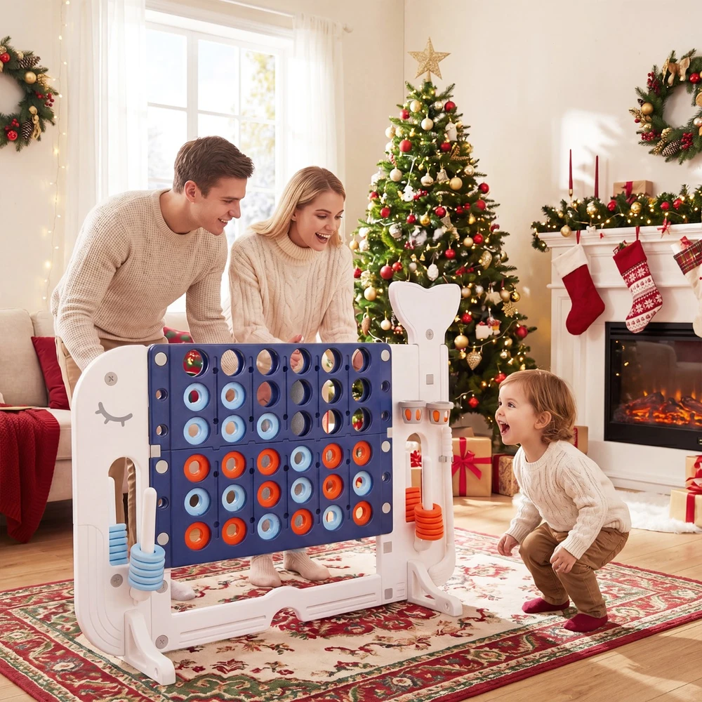 Promotions 4 viename milžiniškas Connect Four žaidimas 140x47x108 cm mėlyna/pilka/tamsiai mėlyna/rožinė