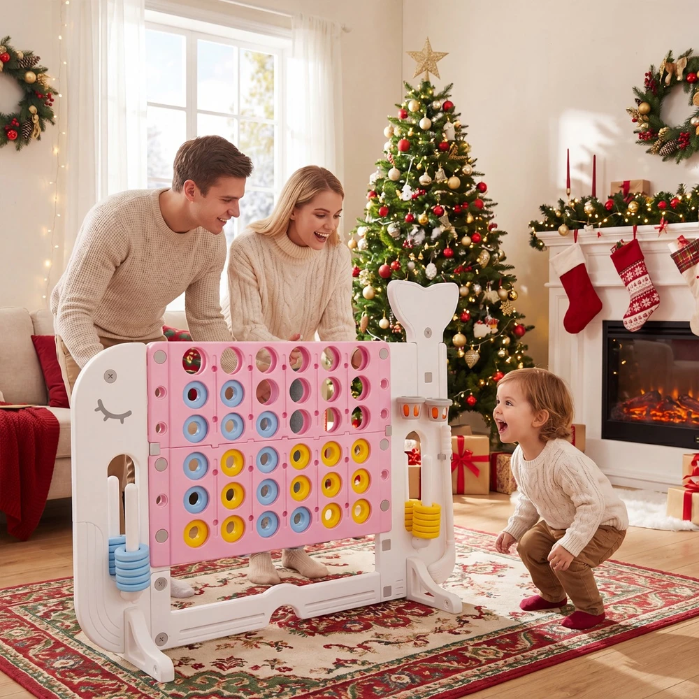 Promotions 4 viename milžiniškas Connect Four žaidimas, 140x47x108 cm, rožinis