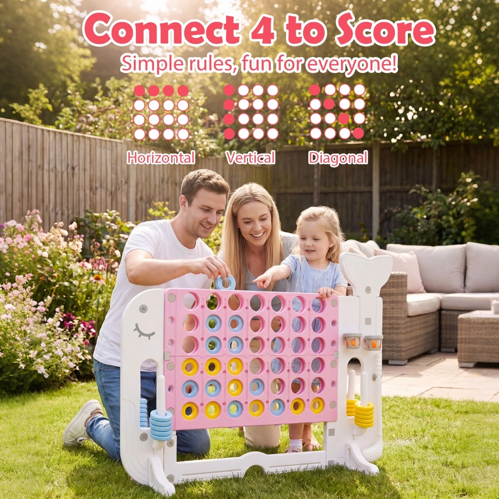 Promotions 4 viename milžiniškas Connect Four žaidimas, 140x47x108 cm, rožinis