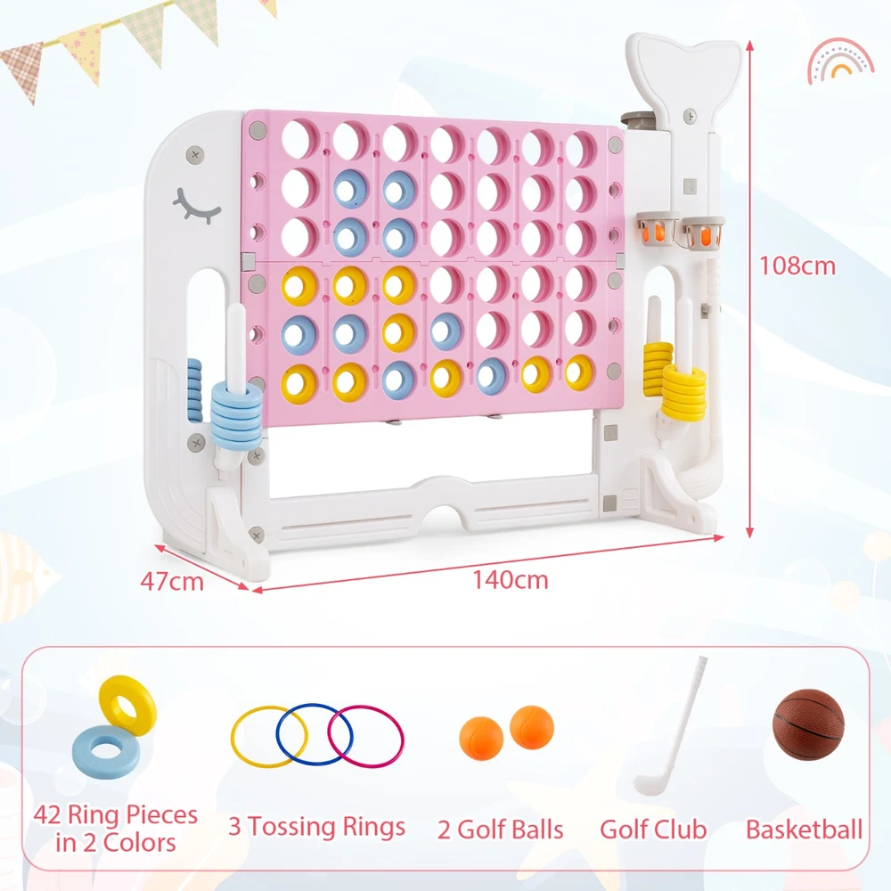 Promotions 4 viename milžiniškas Connect Four žaidimas, 140x47x108 cm, rožinis