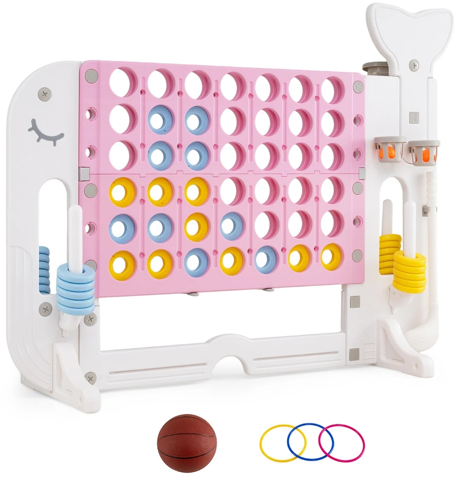 Promotions 4 viename milžiniškas Connect Four žaidimas, 140x47x108 cm, rožinis