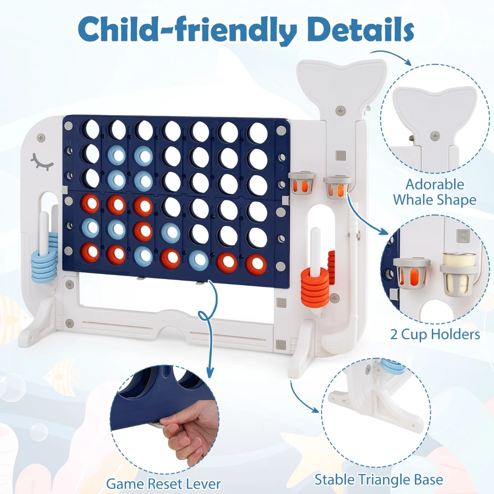 Promotions 4 viename milžiniškas Connect Four žaidimas 140x47x108 cm mėlyna/pilka/tamsiai mėlyna/rožinė