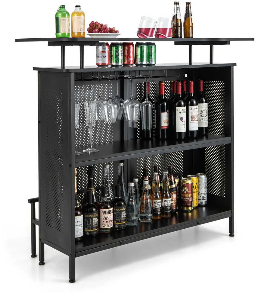 Promotions Alkoholio baro stalas, 121.9x50.8x106.7 cm, Juodas