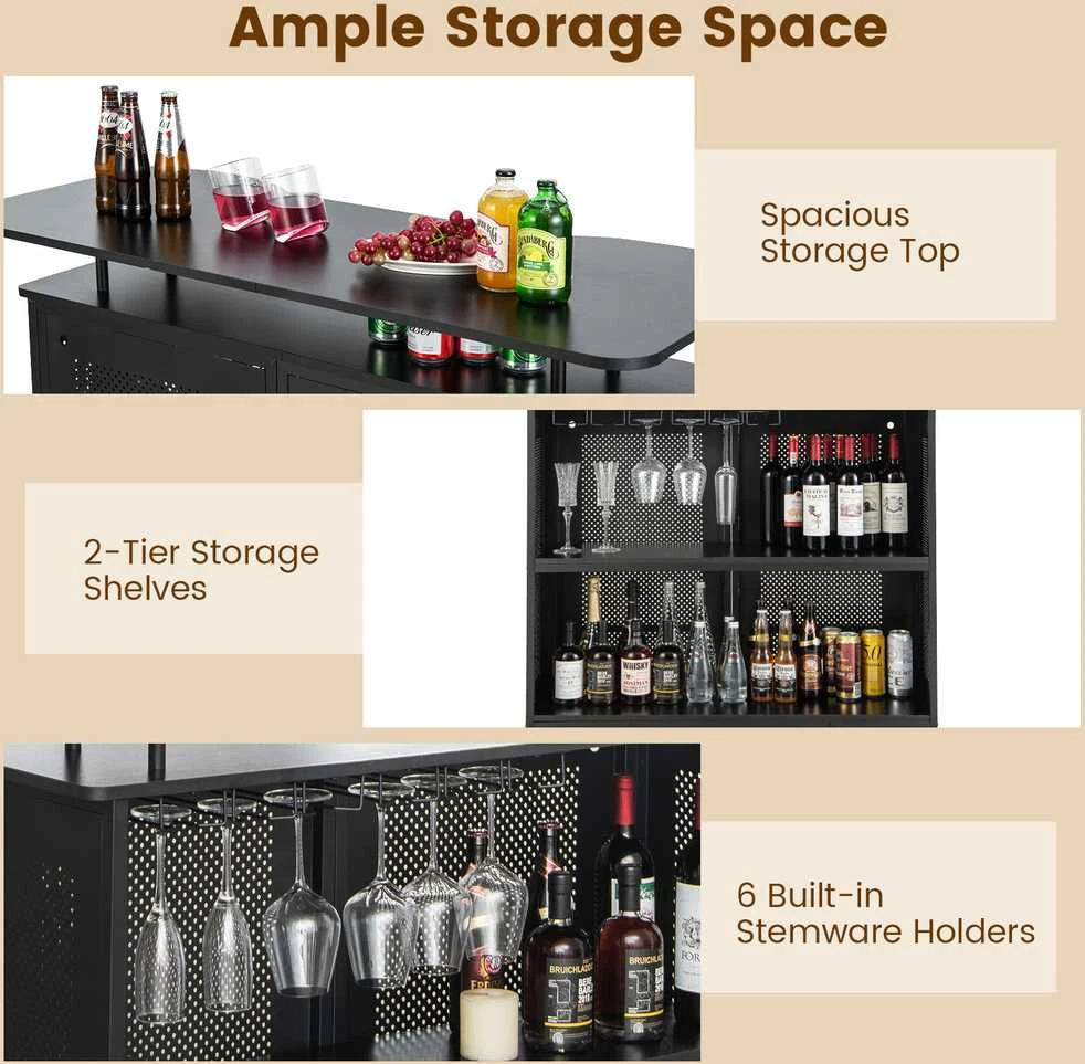 Promotions Alkoholio baro stalas, 121.9x50.8x106.7 cm, Juodas
