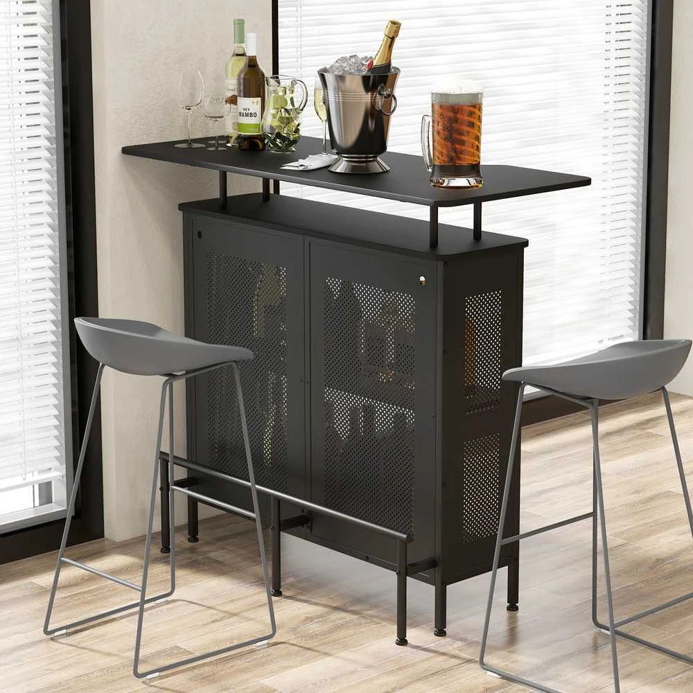 Promotions Alkoholio baro stalas, 121.9x50.8x106.7 cm, Juodas