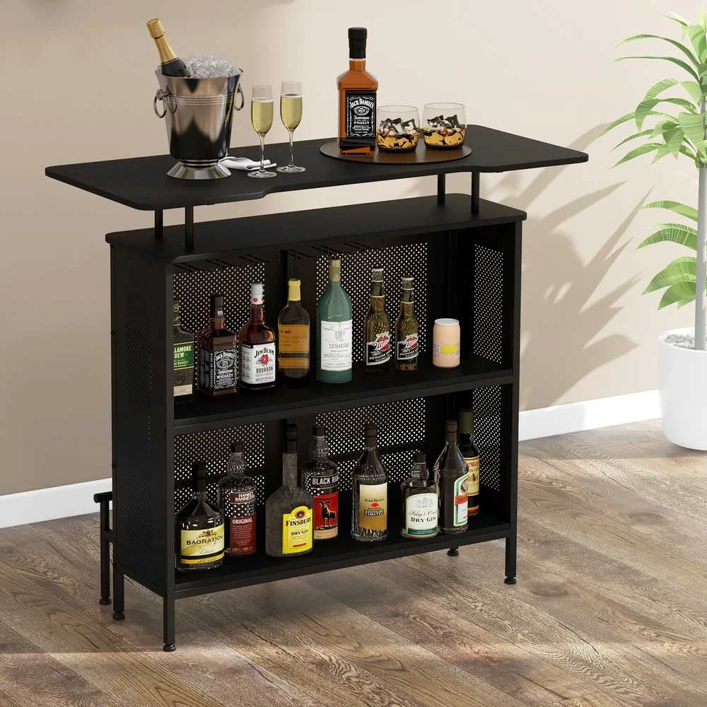 Promotions Alkoholio baro stalas, 121.9x50.8x106.7 cm, Juodas