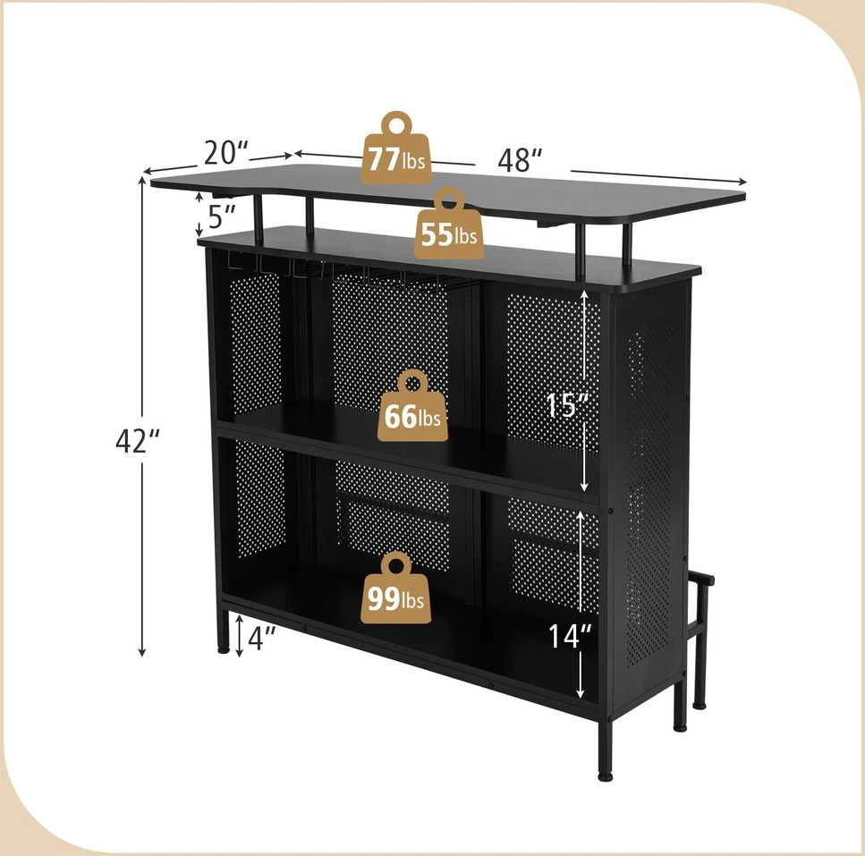 Promotions Alkoholio baro stalas, 121.9x50.8x106.7 cm, Juodas