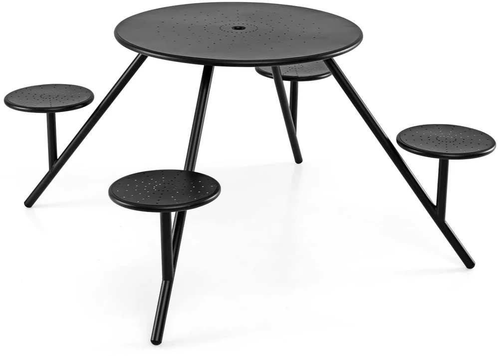 Promotions Apvalus pikniko stalas 4 asmenims 167,6x73,7 cm juodas