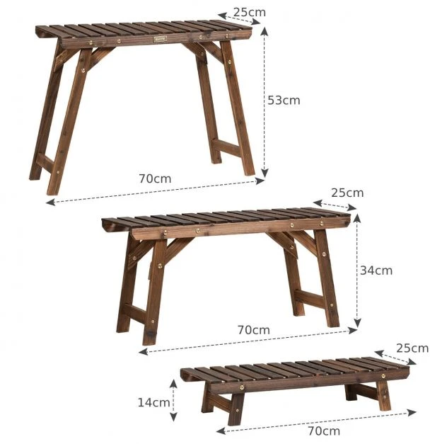 Promotions Augalų lentyna 3 aukštų 70x28x53 cm natūrali