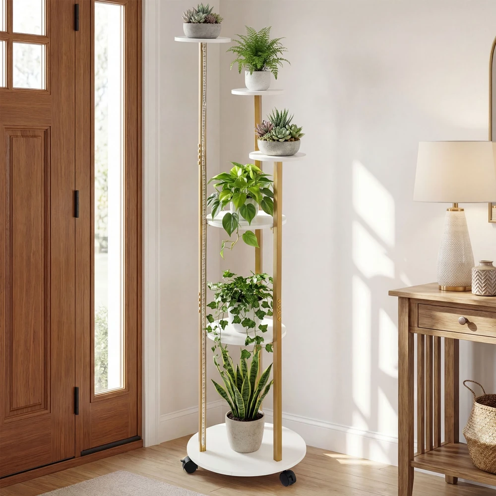 Promotions Augalų stovėjimo lentyna 6 pakopų kampinė lentyna 45x43x146,5 cm balta metalinė