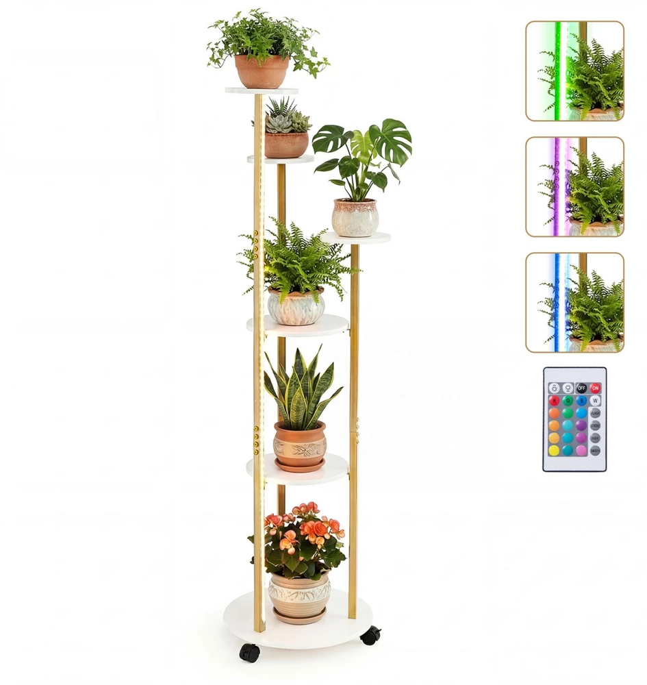 Promotions Augalų stovėjimo lentyna 6 pakopų kampinė lentyna 45x43x146,5 cm balta metalinė