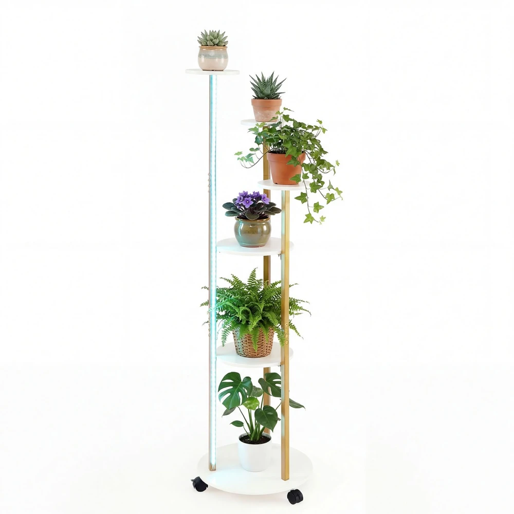 Promotions Augalų stovėjimo lentyna 6 pakopų kampinė lentyna 45x43x146,5 cm balta metalinė