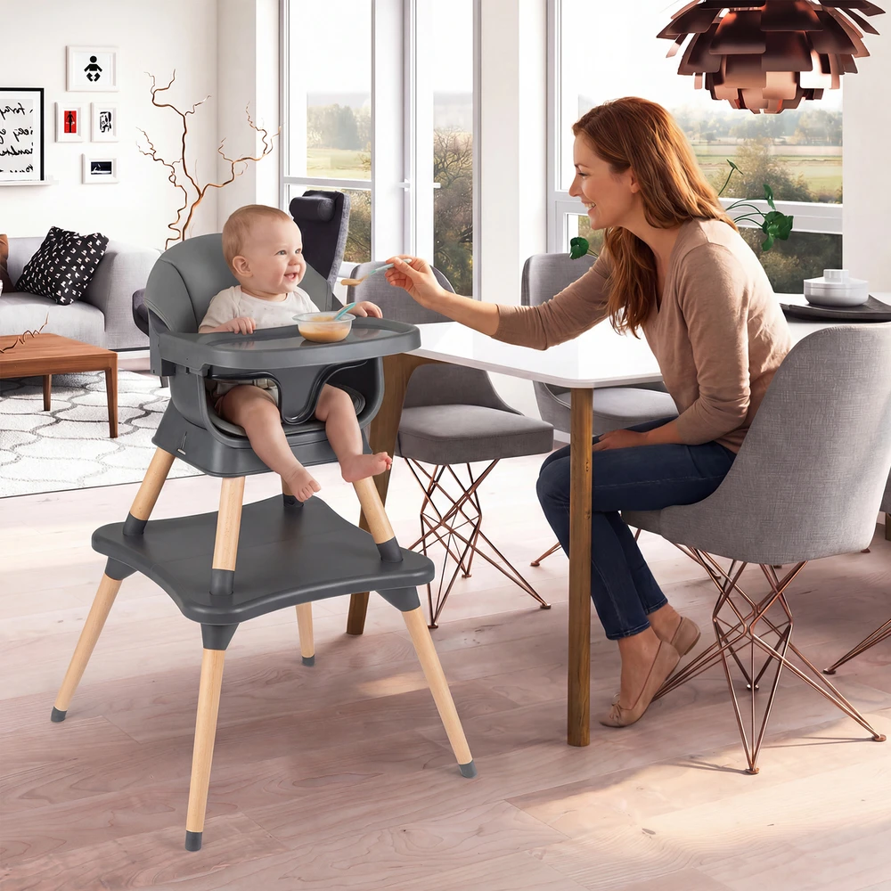 Promotions Aukštas kėdė 9-in-1 konvertuojama su nuimamu padėklu 15 kg tamsiai pilka